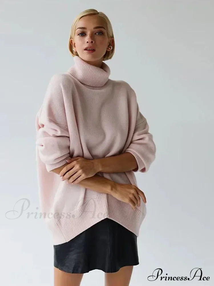 Chic Thickened Inner Wear Solid Fashion Knitted Jumper Christmas Sweater Pinkish / S Sweaters-L