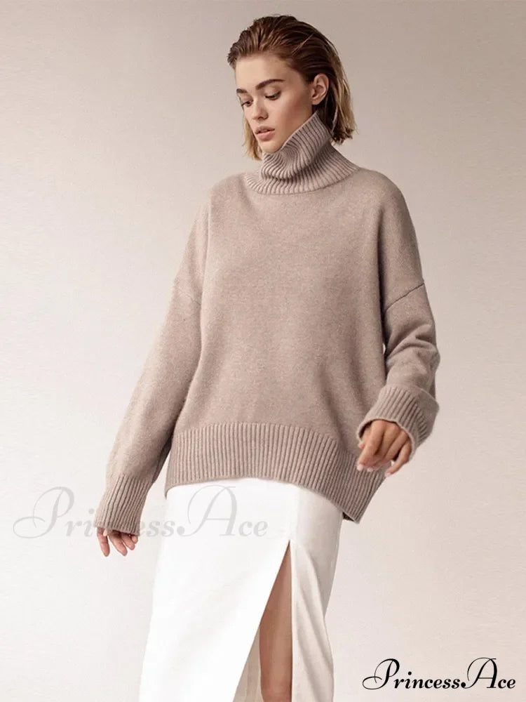 Chic Thickened Inner Wear Solid Fashion Knitted Jumper Christmas Sweater Sweaters-L