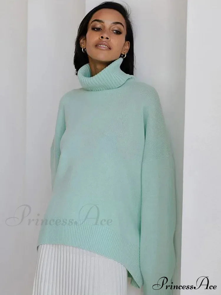 Chic Thickened Inner Wear Solid Fashion Knitted Jumper Christmas Sweater Turquoise / S Sweaters-L