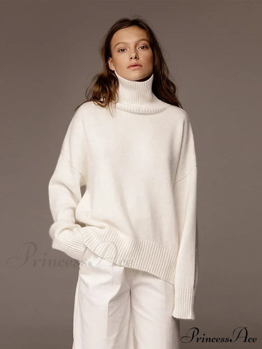 Chic Thickened Inner Wear Solid Fashion Knitted Jumper Christmas Sweater White / S Sweaters-L