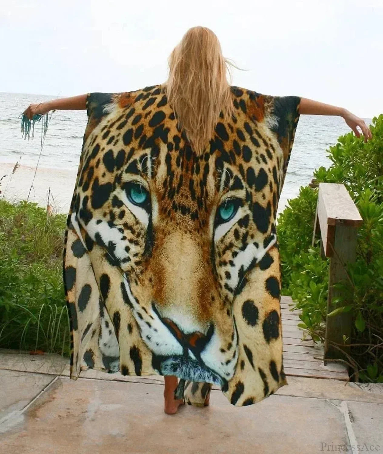 Chiffon Leopard Print Kimono Boho Beach Cover up LEOPARD2 / One Size bohocoverup-250126