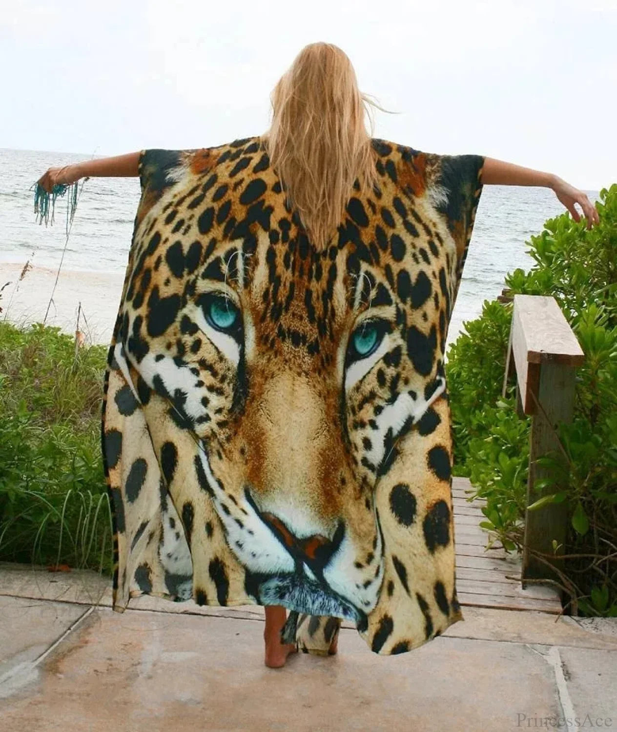 Chiffon Leopard Print Kimono Boho Bikini Cover Up color2 / One Size bohocoverup-250126