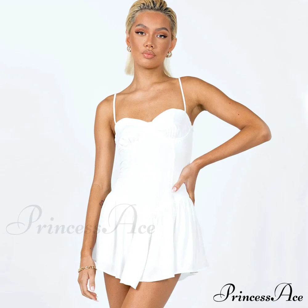 Chiffon Ruffle Hem Bishop Sleeve Classic One Shoulder Mini Dress - Gray S / White Sun Dresses