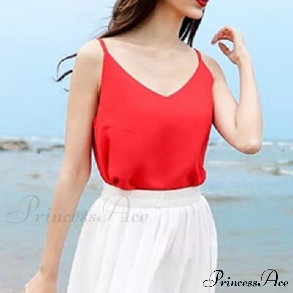 Chiffon Sleeveless Solid Camis Top