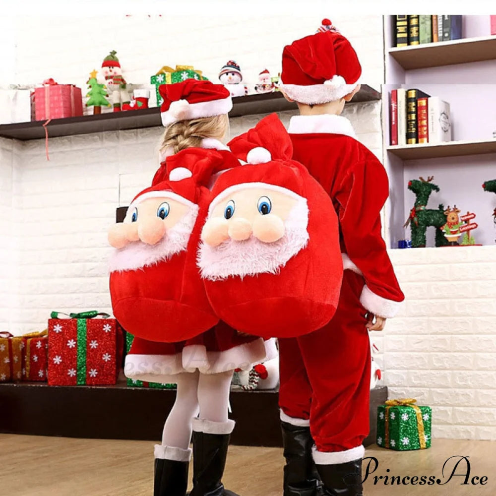 Child Christmas Santa Claus Dress Pants Tops Hat Cloak Belt Sets