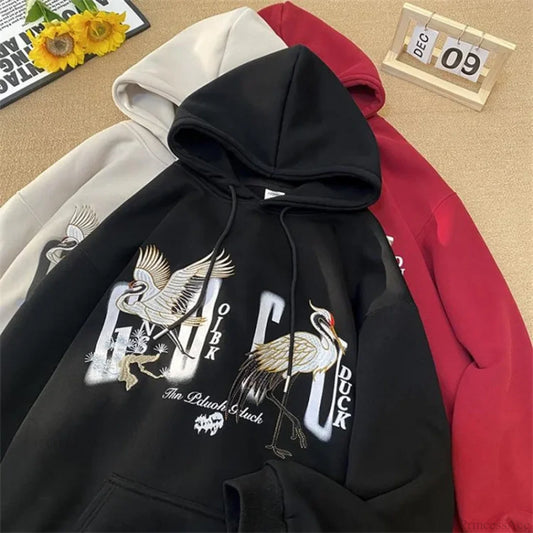 Chinese Crane Pullover Hoodie