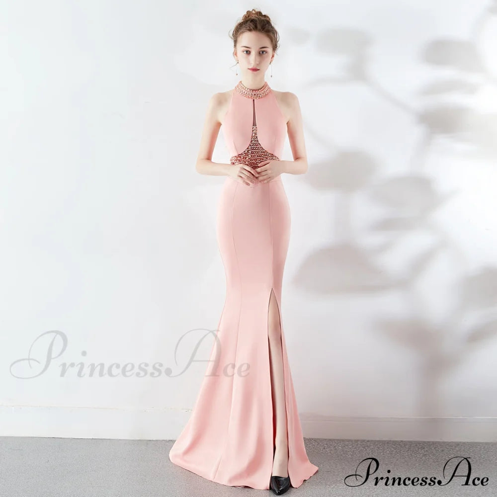 Chloe Formal Hot Stone Collar Stunning Dress - Lady Occasions