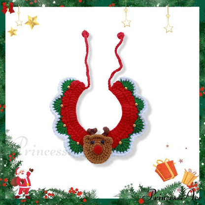 Chrismas Photo Accessories Hand Woven Cat Dog Bibs Elk / 15-20Cm