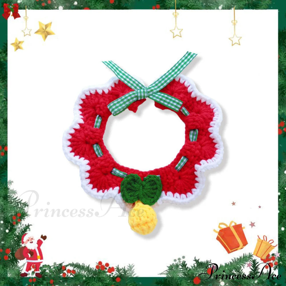 Chrismas Photo Accessories Hand Woven Cat Dog Bibs Red Silent Bell / 15-20Cm