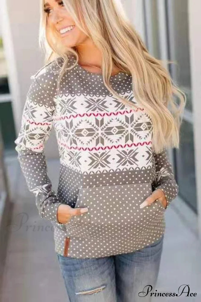 Christmas Classic Deer Printed Knitted Sweater Gray / S Sweaters-L