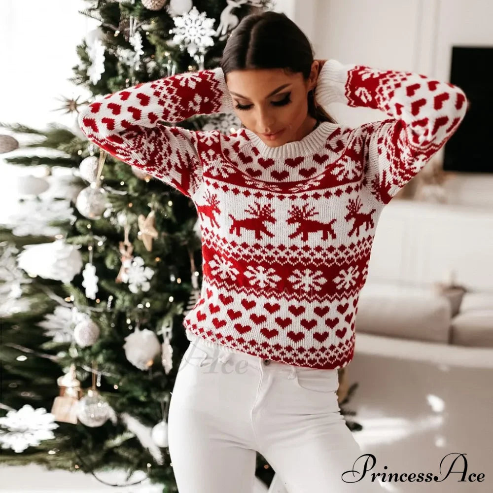 Christmas Cozy Cute Santa Head Print Comfortable Oversized Stylish Sweater White / S Sweaters-L