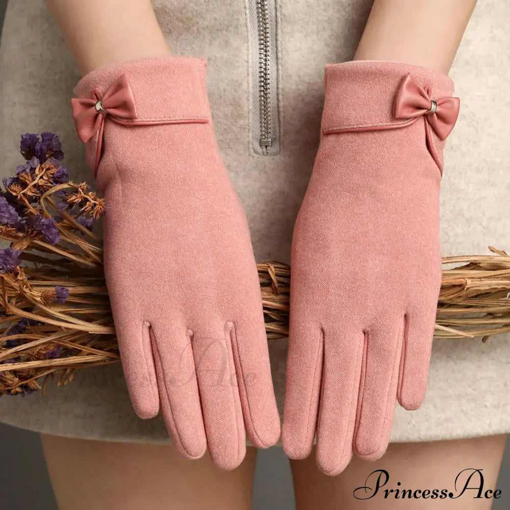 Christmas Cycling Gloves With Velvet Lining And Bow Detail Gloves-L