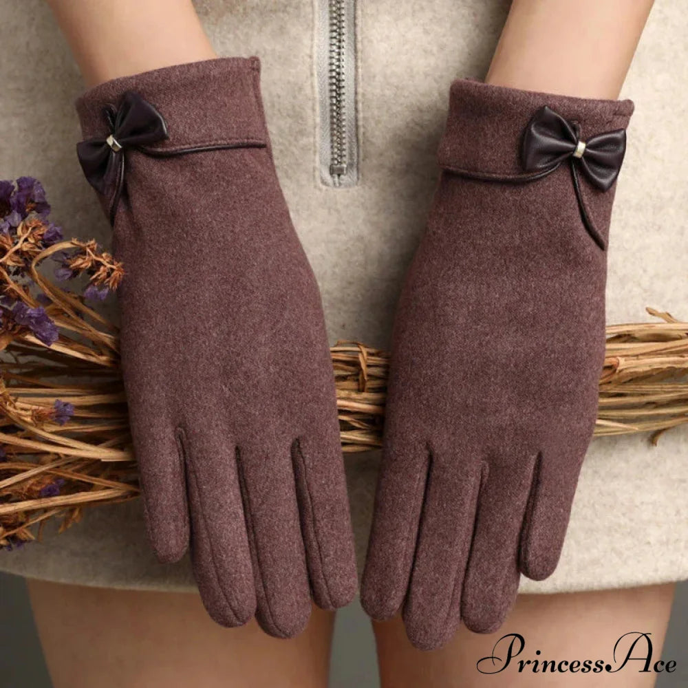 Christmas Cycling Gloves With Velvet Lining And Bow Detail Purple Gloves-L