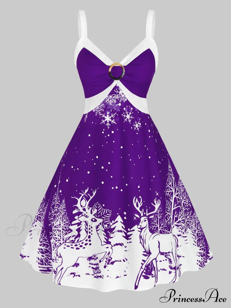 Christmas Lace Up Party Colorblock Two Tone Clothing Purple Iris / L