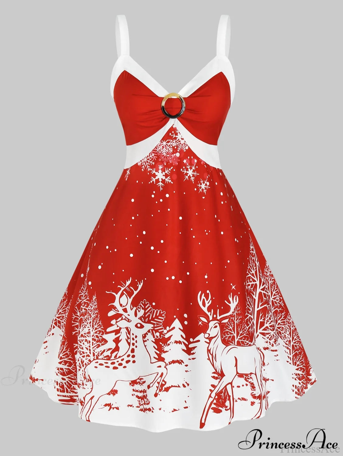 Christmas Lace Up Party Colorblock Two Tone Clothing Red / L