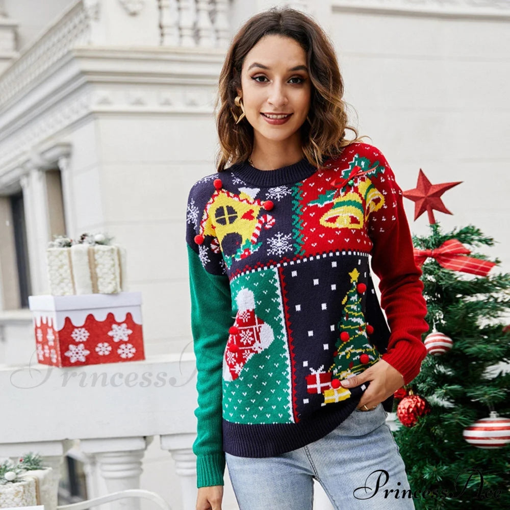 Christmas Little Snowflake Knitted Sweater Sweaters-L