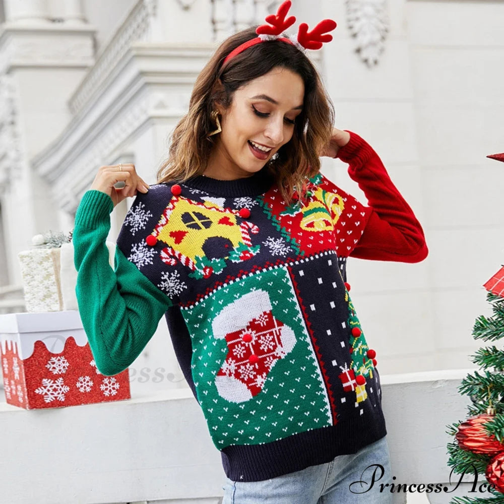 Christmas Little Snowflake Knitted Sweater Sweaters-L