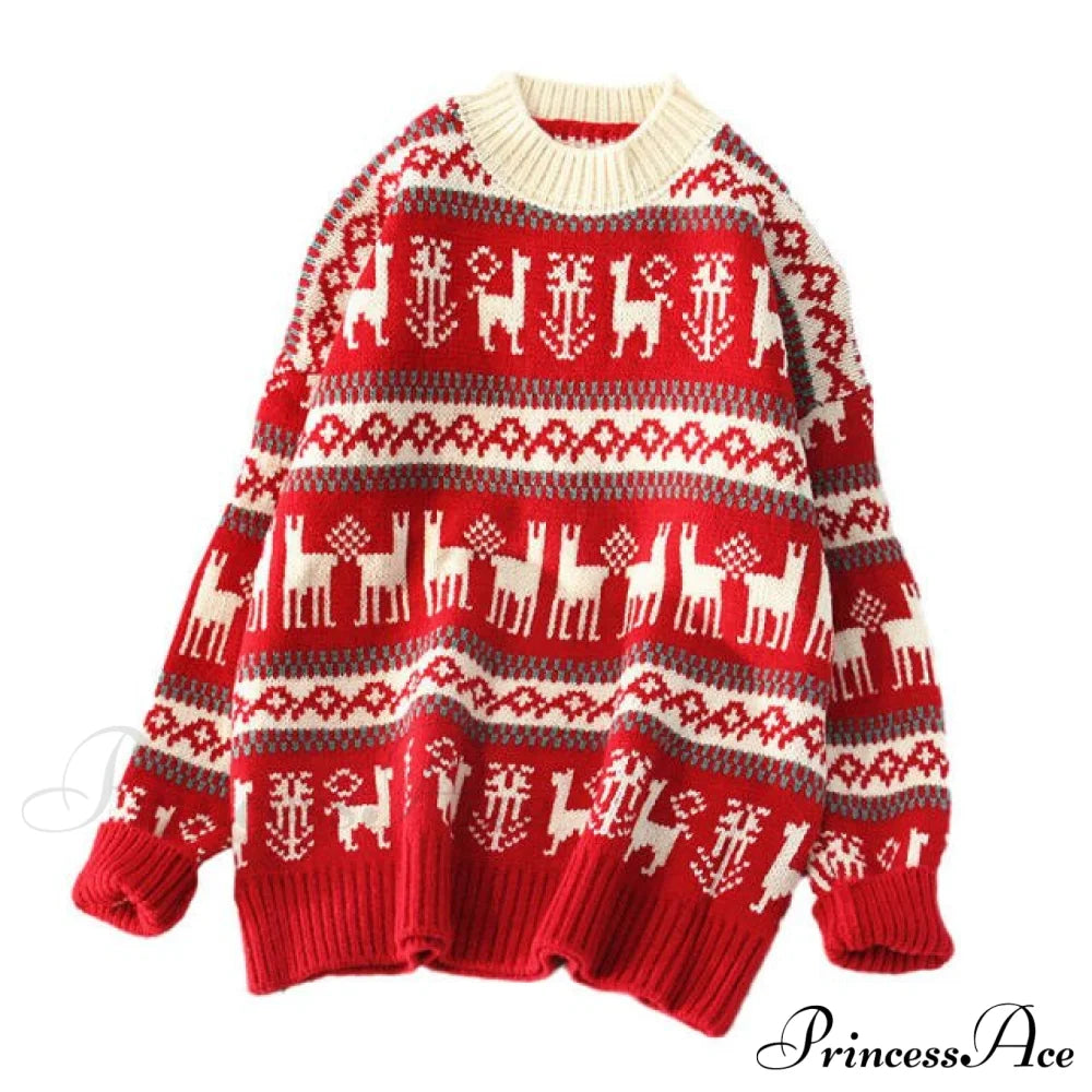 Christmas Red Deer Sweater / One Size Sweaters-L