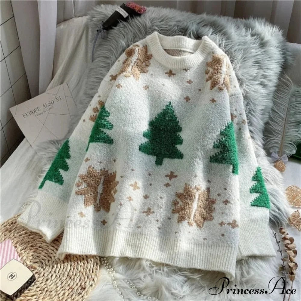 Christmas Red Deer Sweater White / One Size Sweaters-L