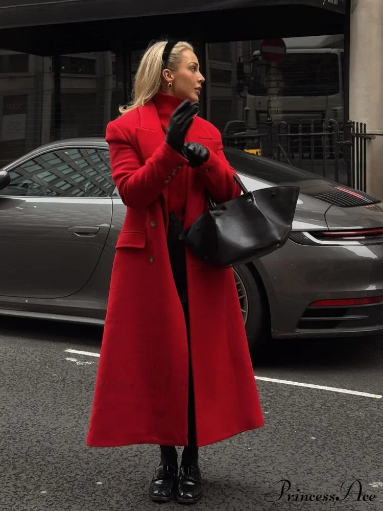 Christmas Red Double Breasted Coat / S Coats-241208