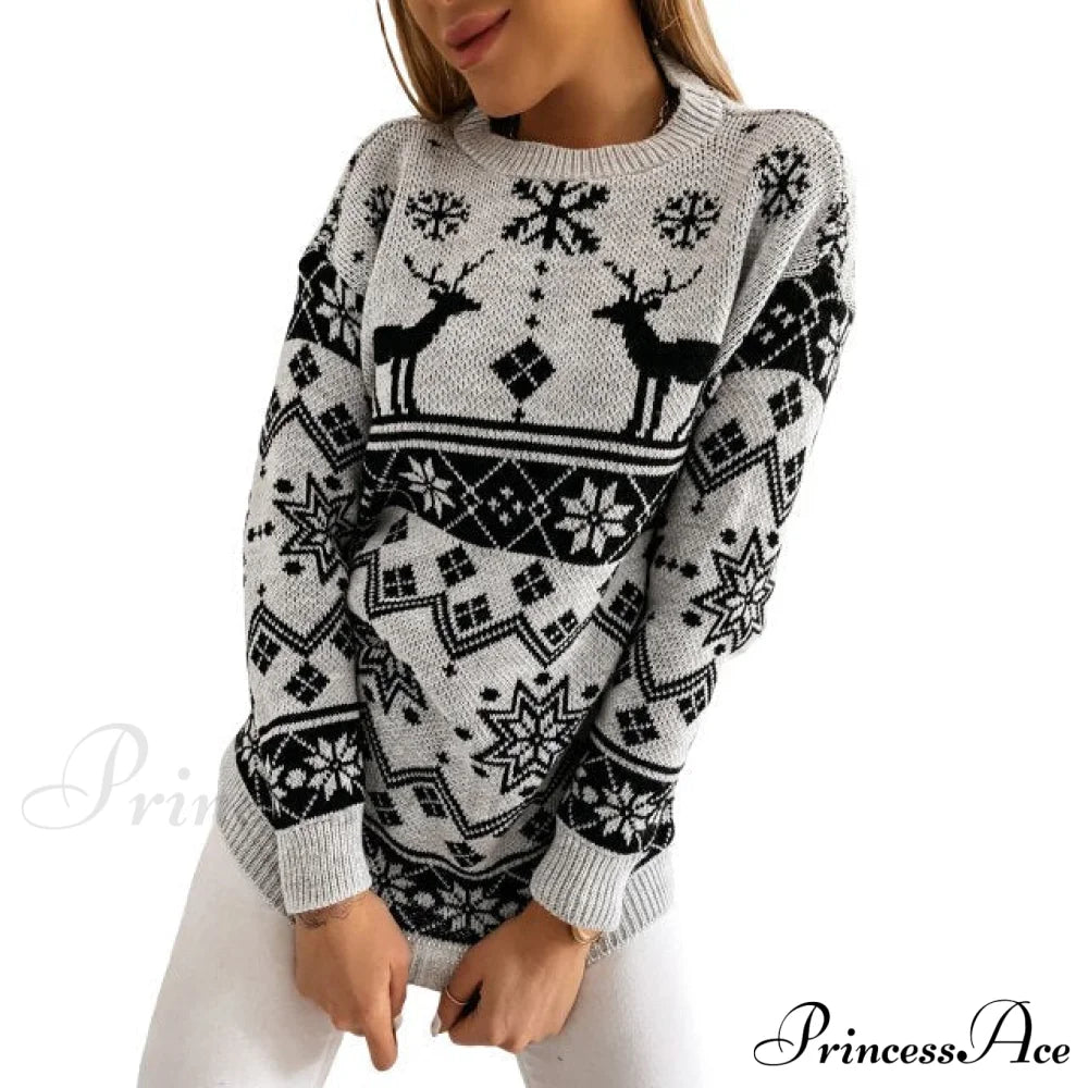 Christmas Santa Snowflake Sweaters Black / S Sweaters-L