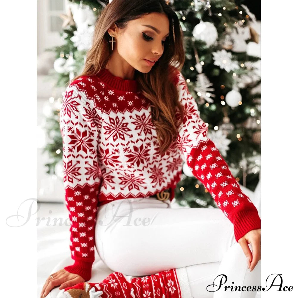 Christmas Santa Snowflake Sweaters Sweaters-L