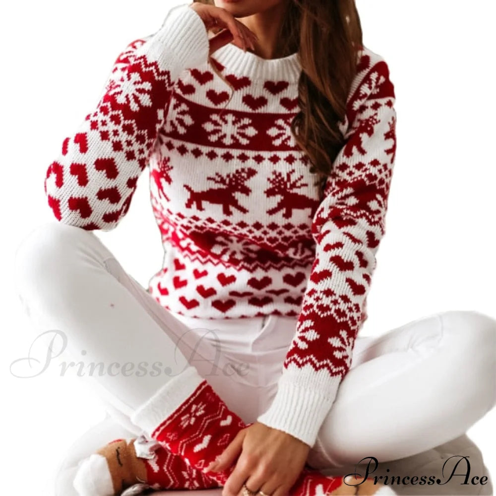 Christmas Santa Snowflake Sweaters Red 3 / S Sweaters-L