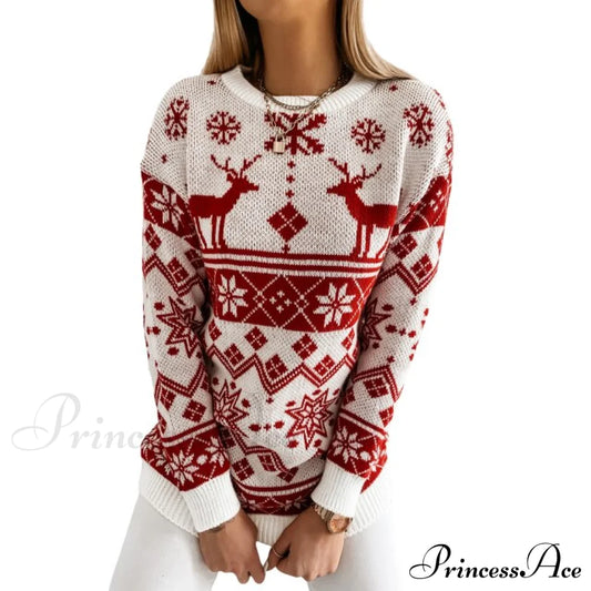 Christmas Santa Snowflake Sweaters Red 4 / S Sweaters-L