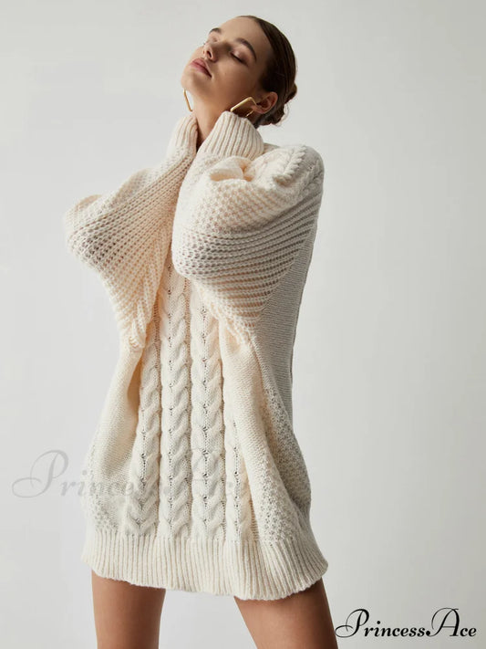 Chunky Cable Graceful Knit Oversized Sweater Off-White / S Sweaters-L