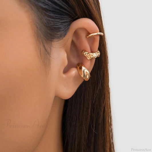 Chunky Metallic No Piercing Clamp Ear Cuff Earring