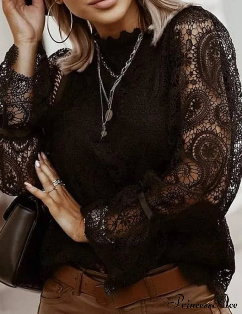 Ciara Lace Top S / Black Tops & Blouses