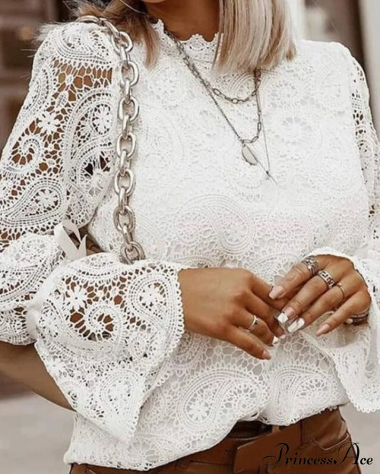 Ciara Lace Top S / White Tops & Blouses