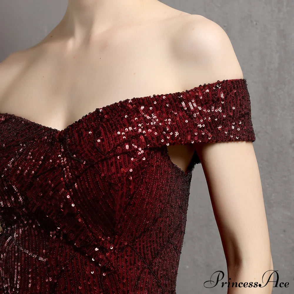 Clara Glitter Off The Graceful Shoulder Split Dress For Prom S.o. Long Dresses