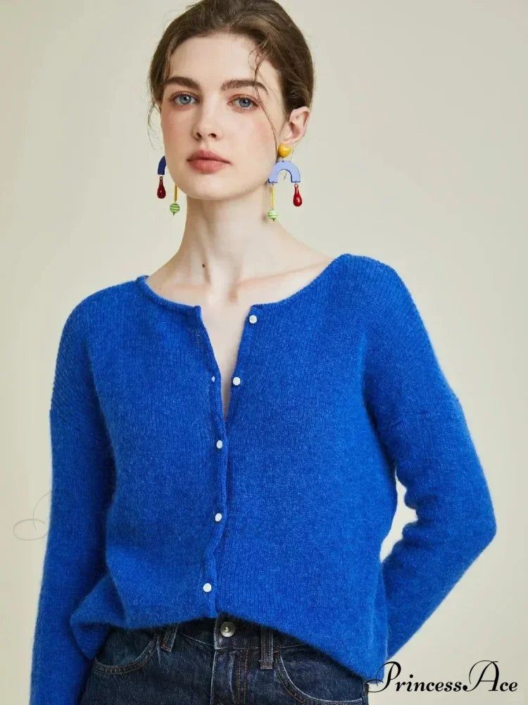 Classic Button Knit Cardigan Klein Blue / S Cardigan-241208