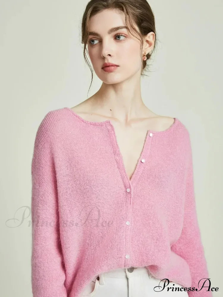 Classic Button Knit Cardigan Pink / S Cardigan-241208