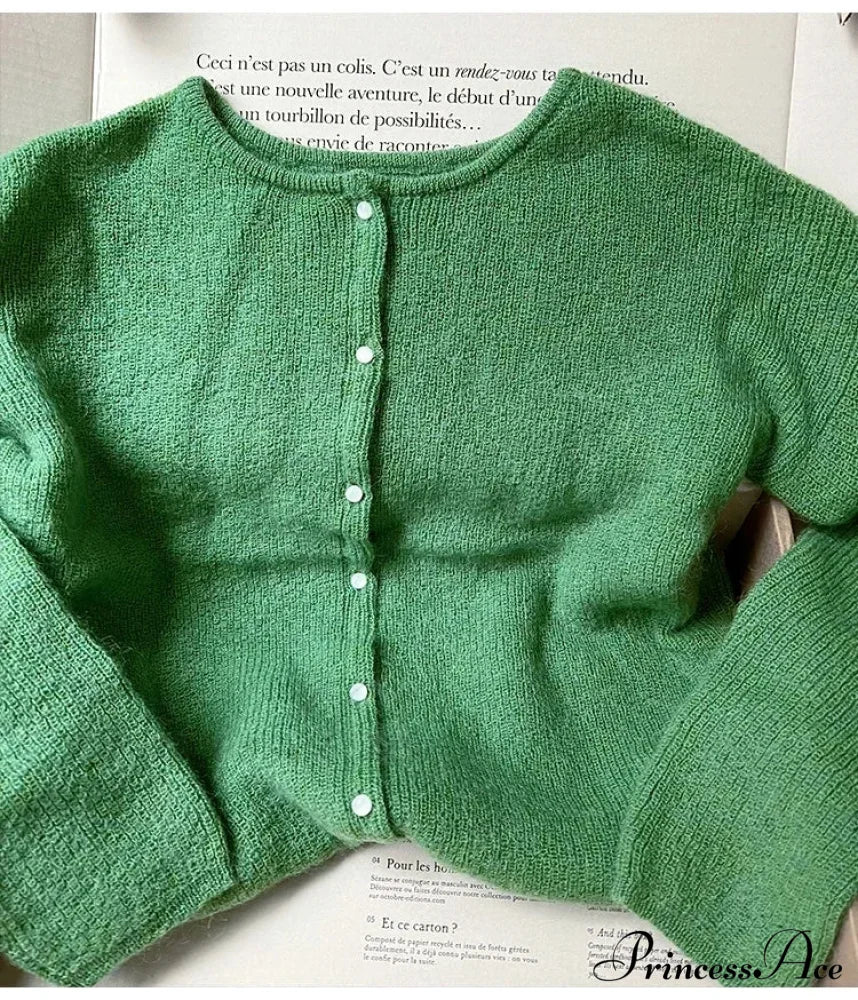 Classic Button Knit Cardigan Tender Green / S Cardigan-241208