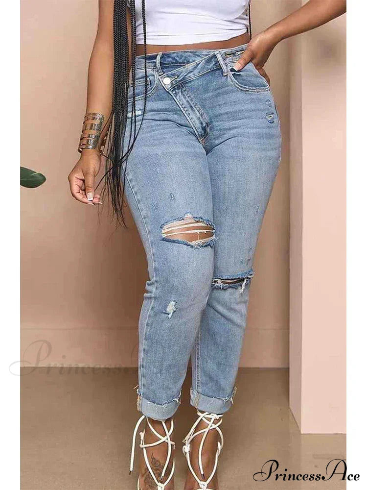 Classic Fashion Stretch Ripped Streetwear Denim Jean