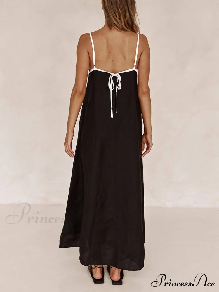 Classic Holiday Style Charming Contrasting Suspender Dress Dresses