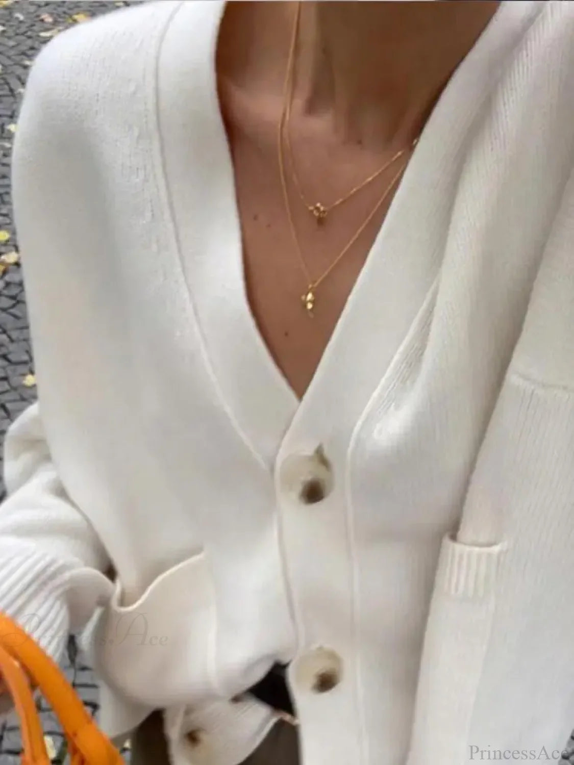 Classic Solid Pocket V-Neck Single-Breasted Cardigan cardiagn-250126