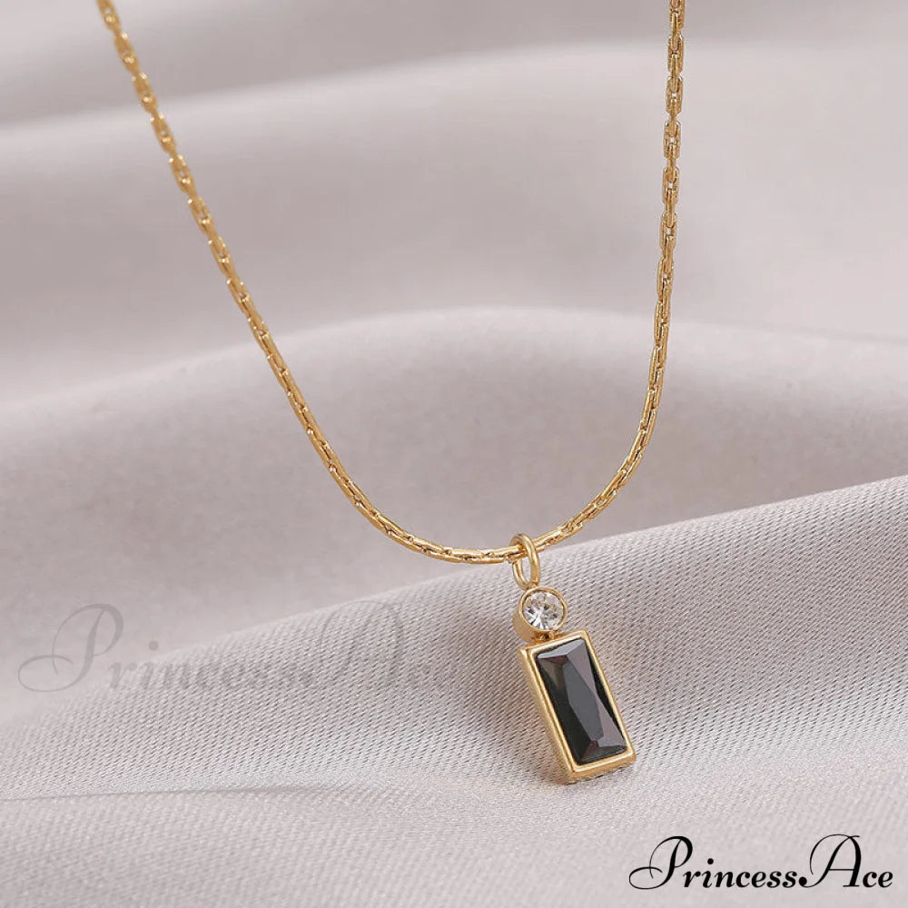 Classic Style Mini Rectangular Shining Zircon Necklaces