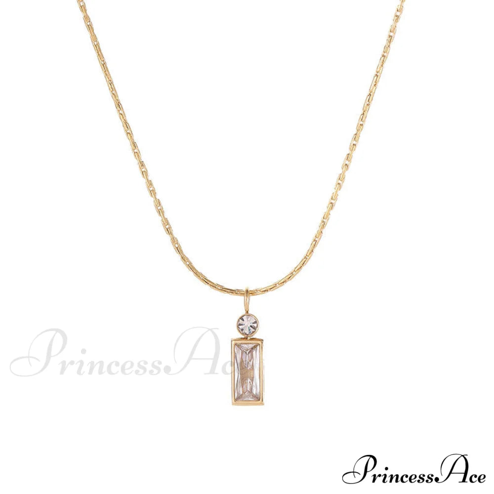 Classic Style Mini Rectangular Shining Zircon Necklaces