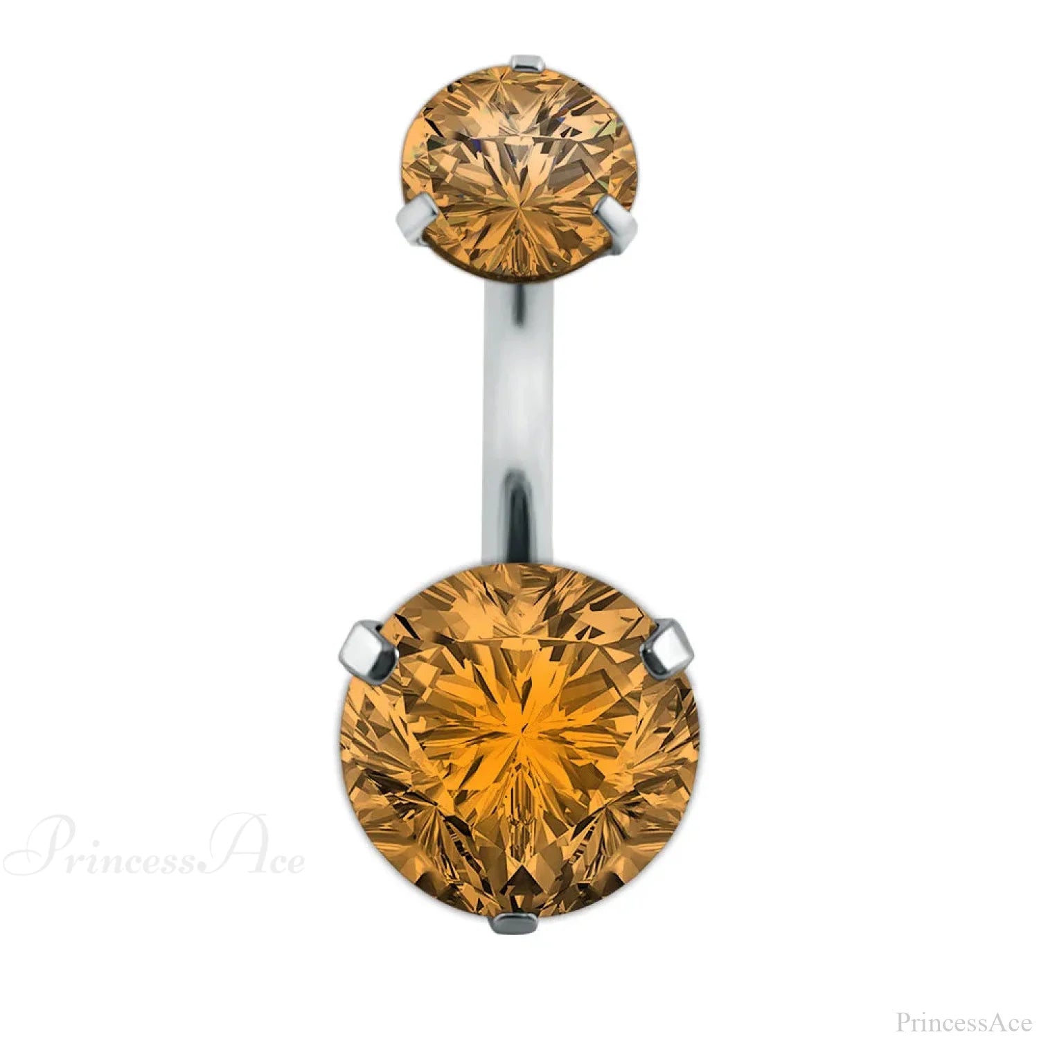 Clear Circular Medieval Surgical Belly Ring Orange C