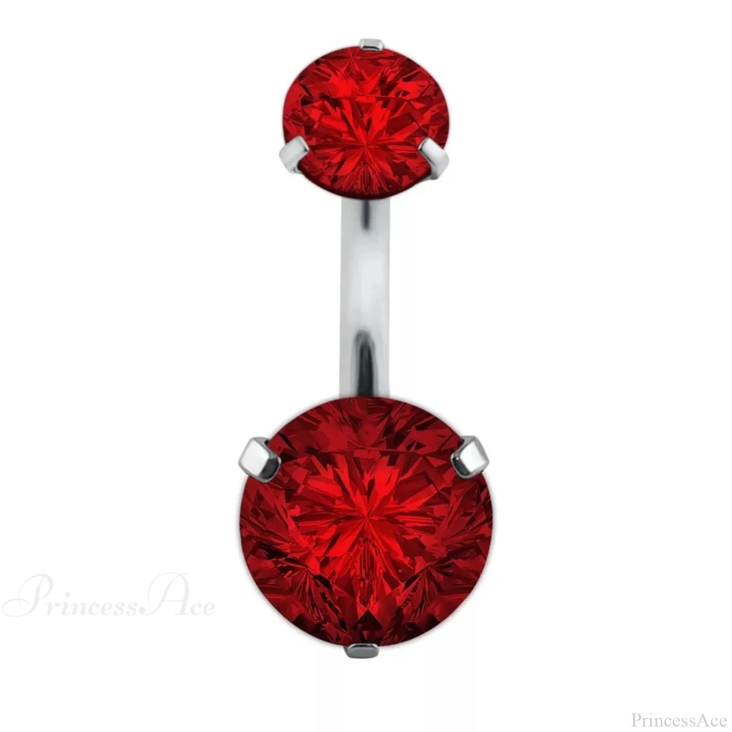 Clear Circular Medieval Surgical Belly Ring Red C