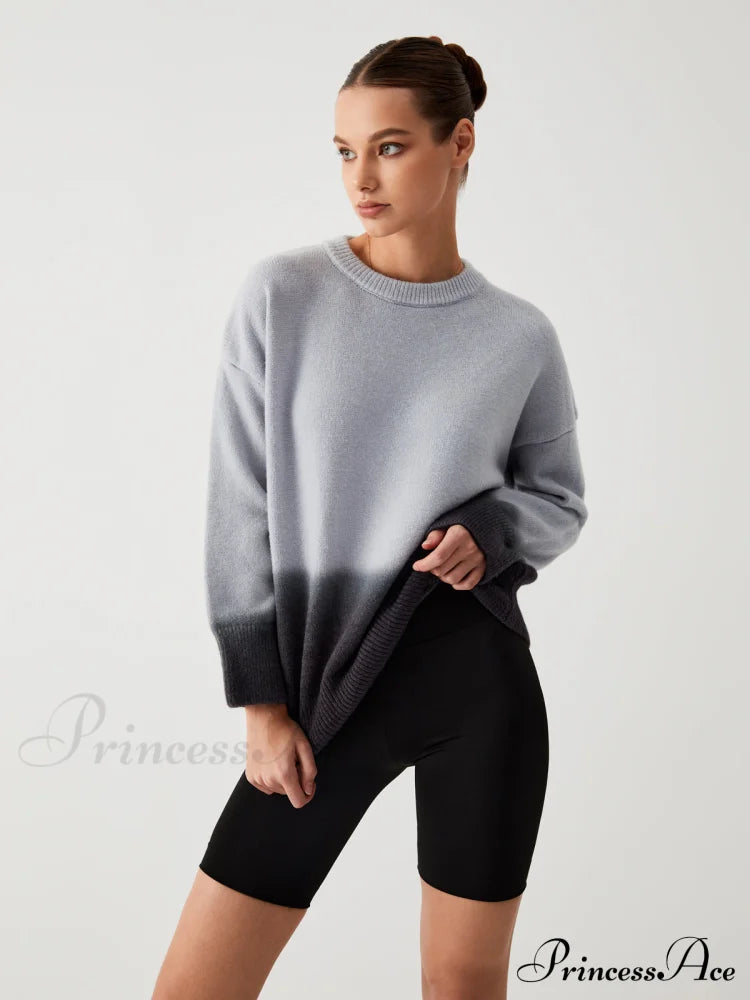 Cloud Nine Fuzzy Trendy Ombre Oversized Sweater Sweaters-L