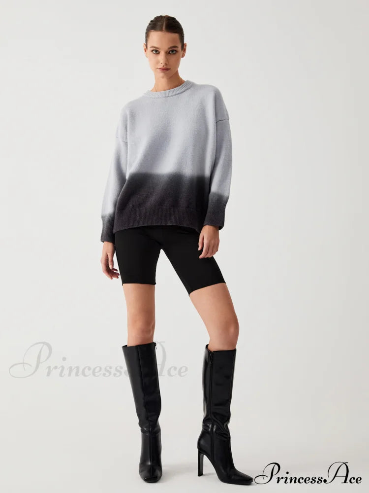 Cloud Nine Fuzzy Trendy Ombre Oversized Sweater Sweaters-L