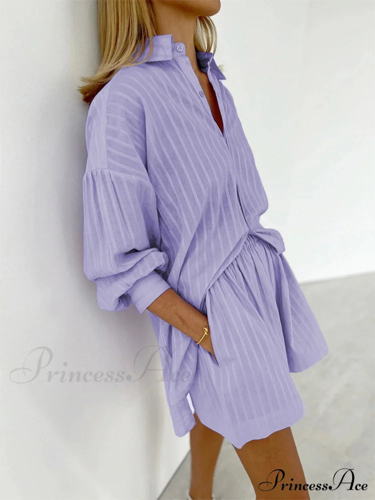 Cloud Nine Pinstripe See Modern Through Two Piece Shorts Set Short Sets