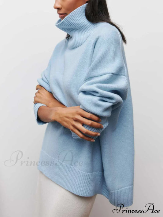 Cloudless Sky Graceful Turtleneck Oversized Sweater Sweaters-L