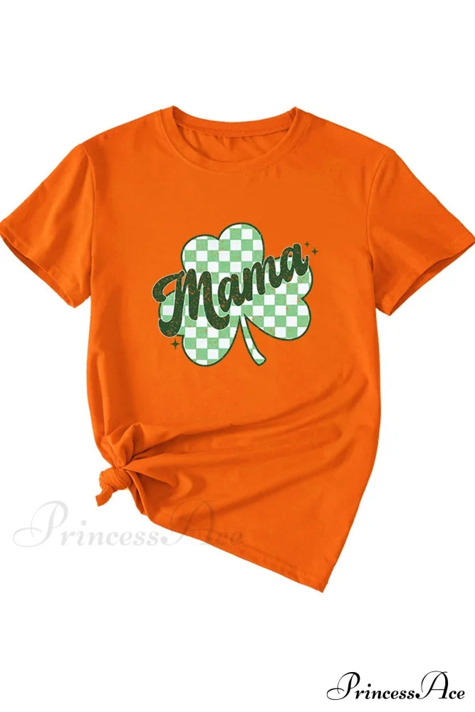 Clover Plaid Graphic Tee Orange / S Tees