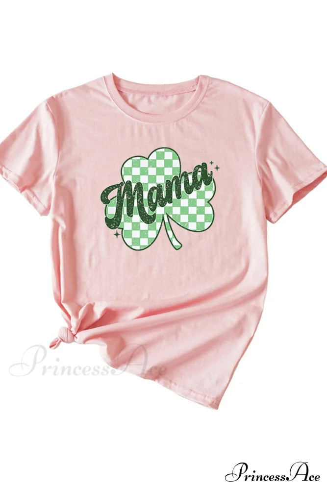 Clover Plaid Graphic Tee Pink / S Tees