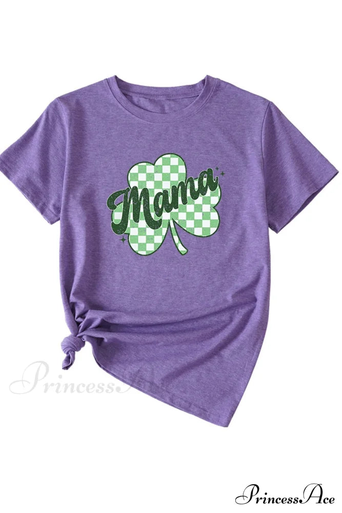 Clover Plaid Graphic Tee Purple / S Tees